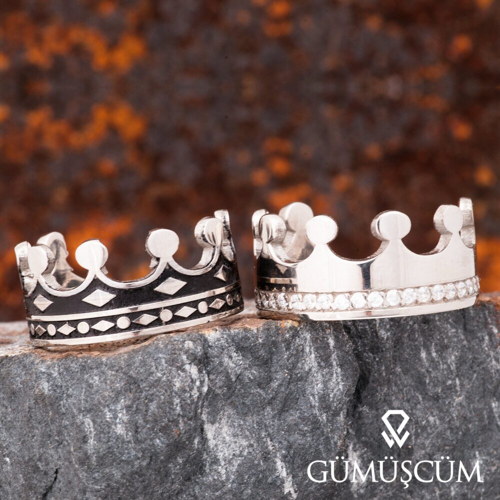 King & Queen Wedding Rings, His Hers Silver Band, Couple Ring Set, Matching Unique