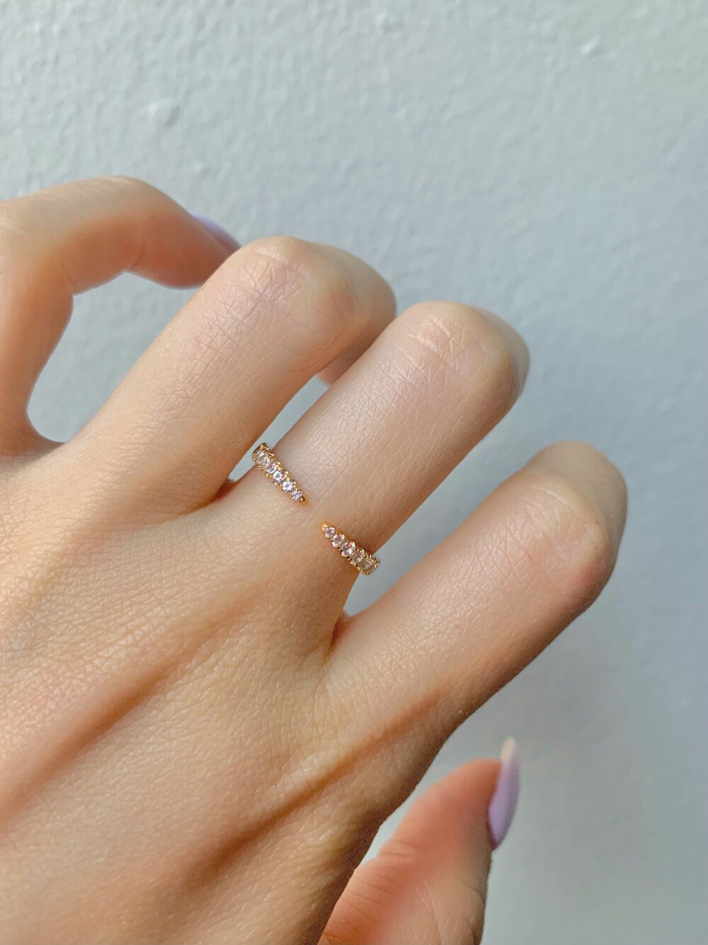 Esi Moissanite Wedding Band - Open Sterling Silver Band Curved Ring 14K Gold Filled Diamond Matching Stacking Arc Layering Rose Vermeil
