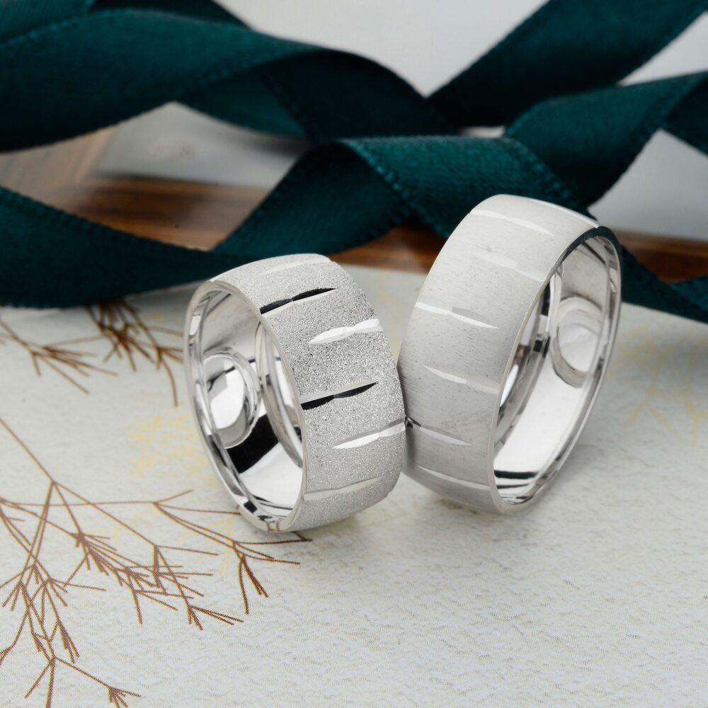 Wedding Rings Set, Silver Bands His & Her, Couple Rings, For Couples, Band Hers, Woman