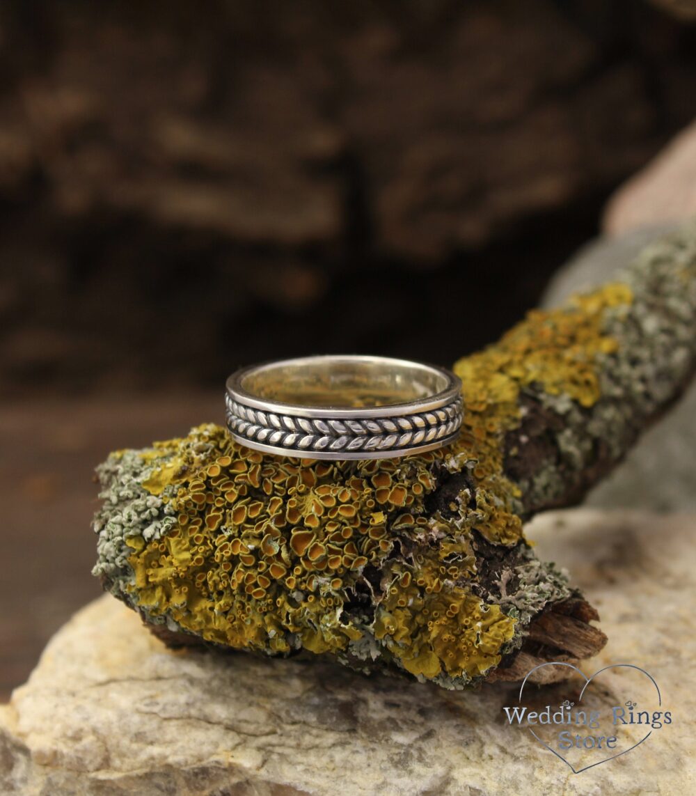 4mm Sterling Silver Braided Wedding Band, Unusual Ring For Man & Woman, Silver Band With Braid, Anniversary