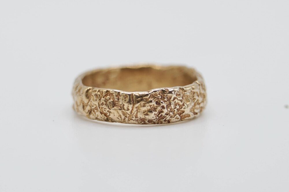 Lichen Wedding Ring Bands | Organic Textured Rings Gold Silver 6mm Wide