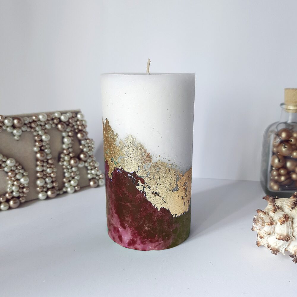 Burgundy Pillar Candles. Decorative Candles For Burgundy Decor Or Christmas Gift. Unscented Candles. Choose A Size