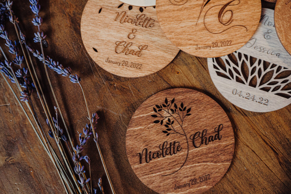 Wedding Favors For Guests in Bulk - Personalized Coasters Custom Party Coaster Gifts Rustic Décor