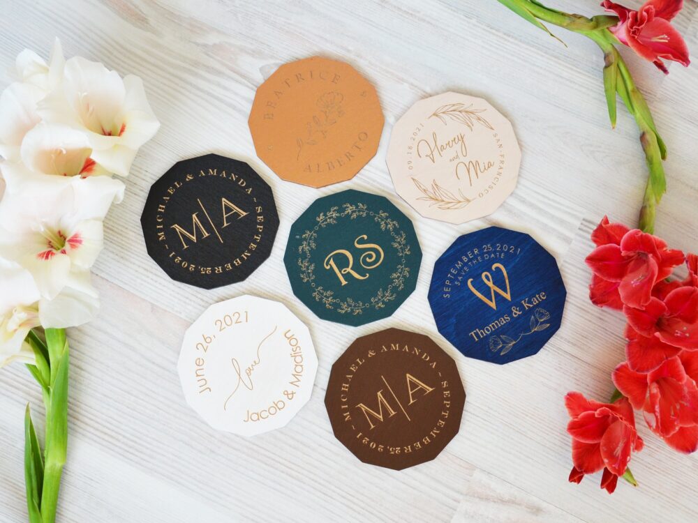 Wood Coasters As Wedding Favors For Guests in Bulk, Personalized Coaster Rustic Party Favors, Custom Table Decor