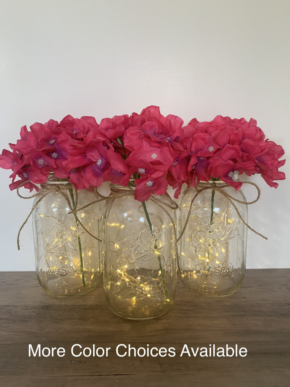 Hot Pink Lighted Mason Jar Centerpiece, Wedding Centerpieces, Bridal Shower Decor, Table Decor