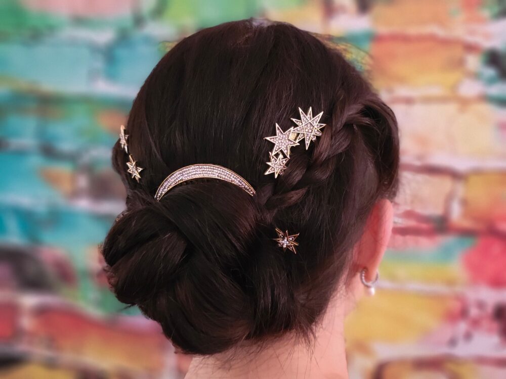 Celestial Moon & Stars Hair Combs Star Pin Bride Clip Crystal Wedding Accessory Rhinestone Vintage Comb Gift