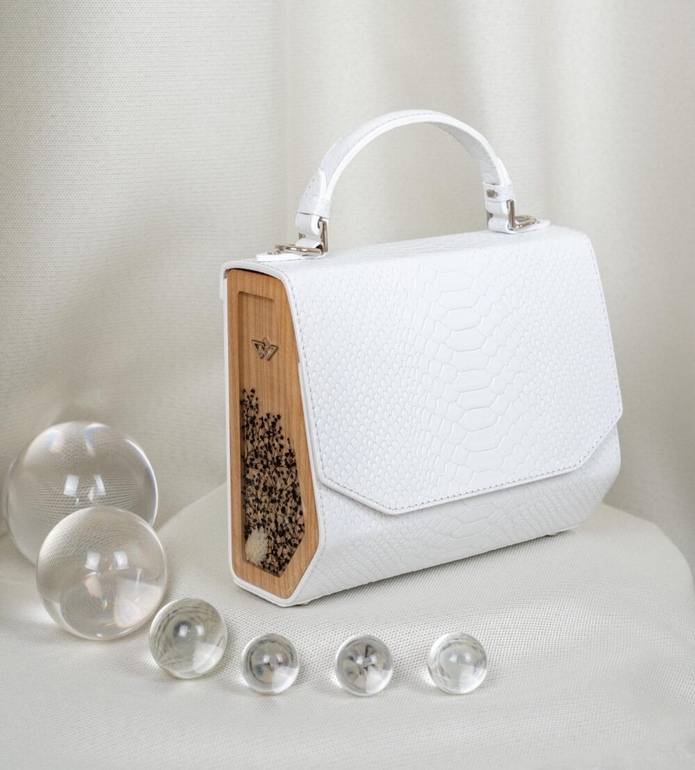 Wedding Bags For Bridesmaids, Python Leather Formal Event Bag, White Shoulder Purse, Elegant Bridal Gift, Bride Handbag Bag