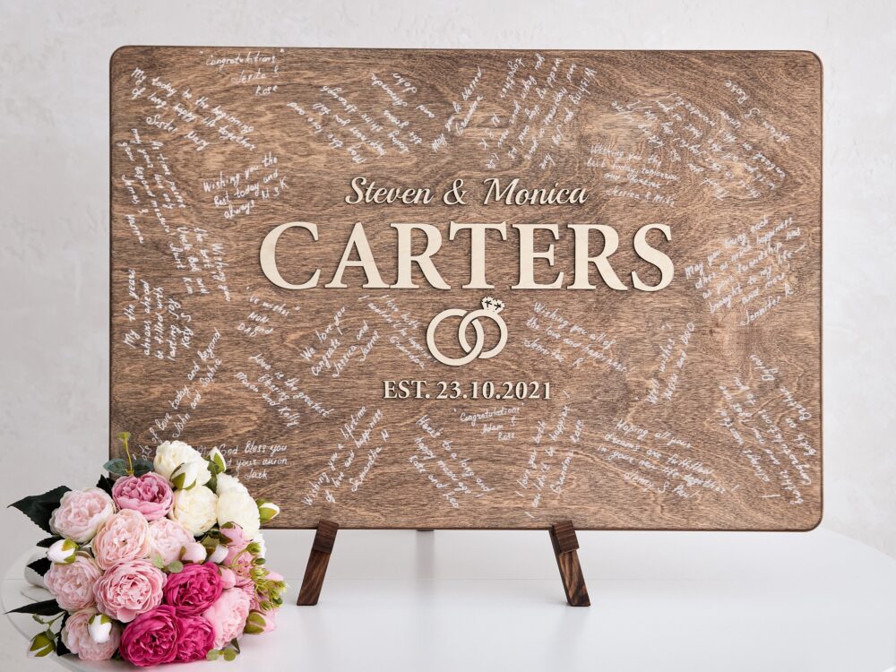3D Wedding Guest Book Alternative, Wooden Book, Mr & Mrs Welcome Board For Entrance Personalized Outdoor Decor