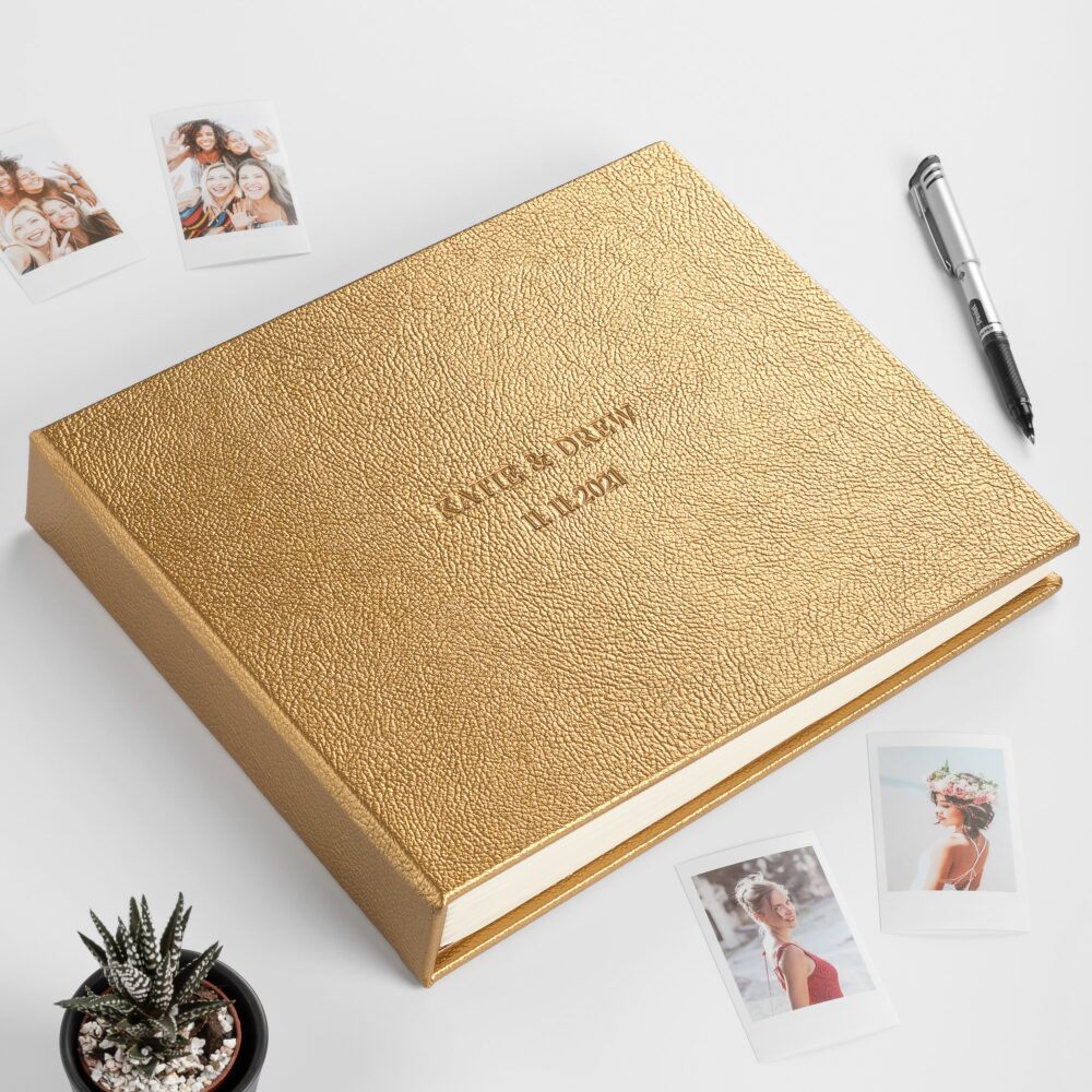 Gold Wedding Guest Book | Personalized Album For All Instant Film Sizes Photo Booth 4x6 2x6 Photos Unique Gift