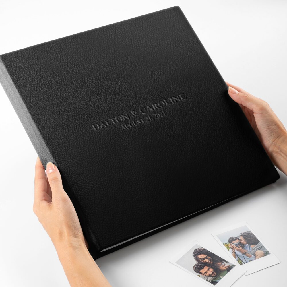 Instax Wedding Guest Book, Black Photo Booth Album, Personalized Leather Book For All Instant Film Sizes Mini Wide Square 4x6 2x6 Etc