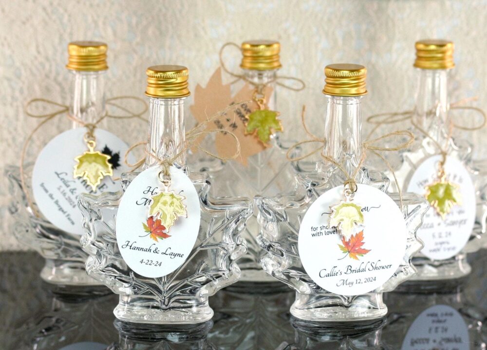 Set Maple Syrup Bottles & Tags 1.7Oz Empty Custom Wedding Favor Bottle Spring
