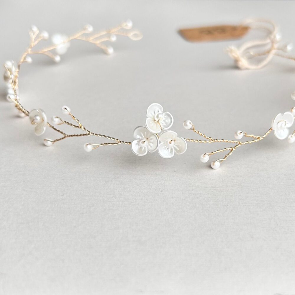 Wedding Flower Headband, Bridal Pearl Hair Vine, Flower Girl Hair, Piece, Headpiece