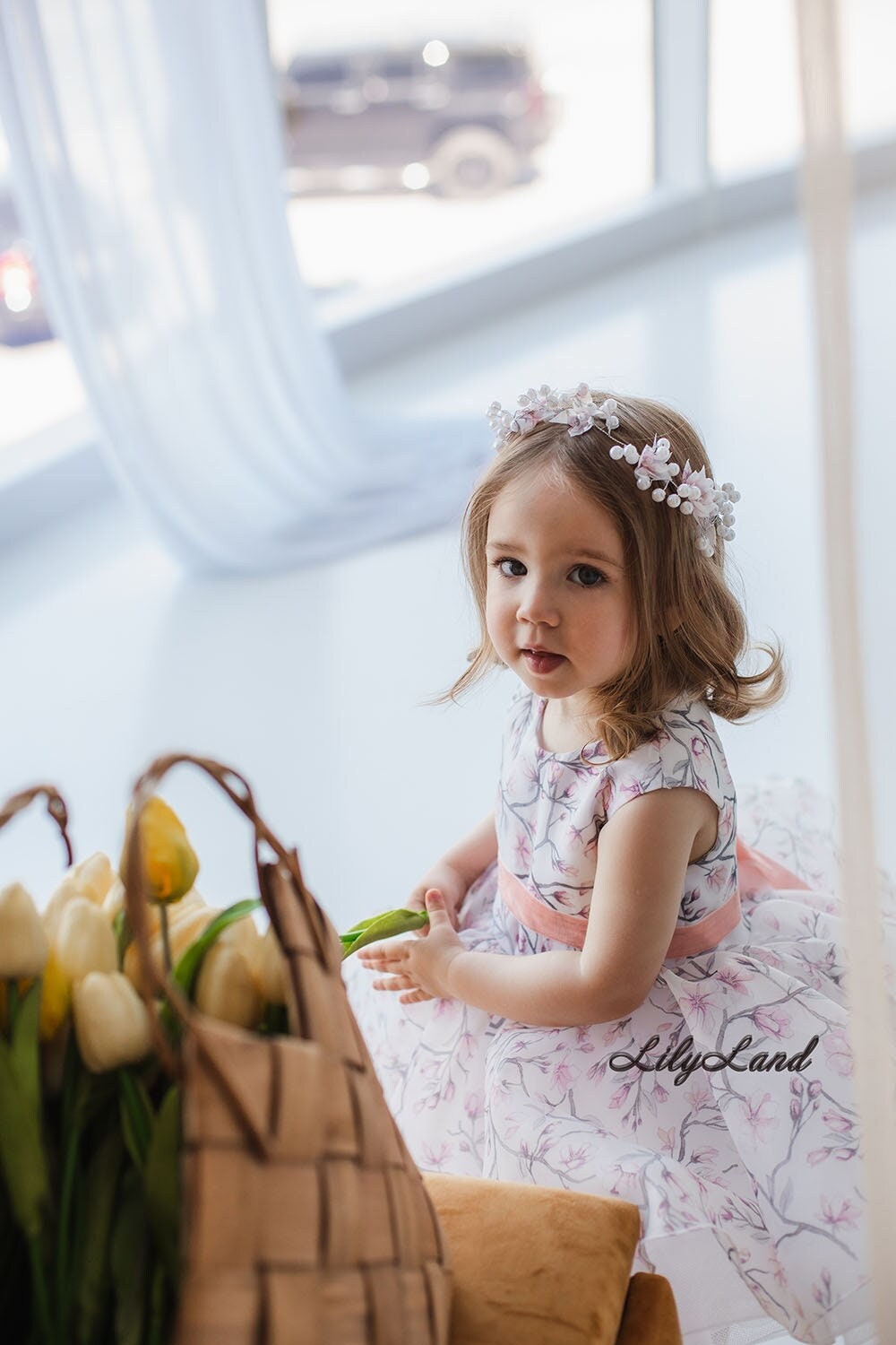 Bridal Hair Girls Accessories, Cute Flower Girl Headband, Birthday White Crystal Beaded Baby Headband