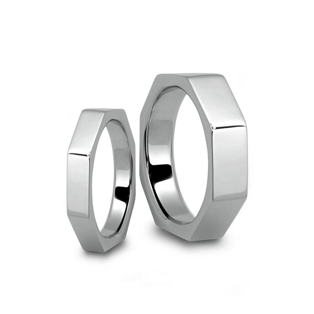 Dado Octagonal Faceted Band Ring in Stainless Steel By Taormina Jewelry