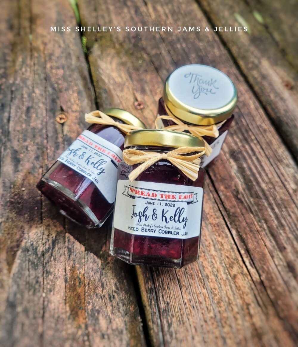 140 | 2Oz Rustic Wedding Favors, Micro Favor, Personalized Edible Mini Jam Jar Georgia Peach, Spread The Love