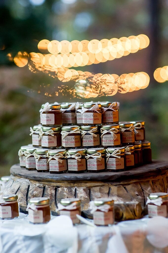 100 | 2Oz Rustic Personalized Jam Wedding Favor, Edible Fall Mini Shower in Love, Custom Favor