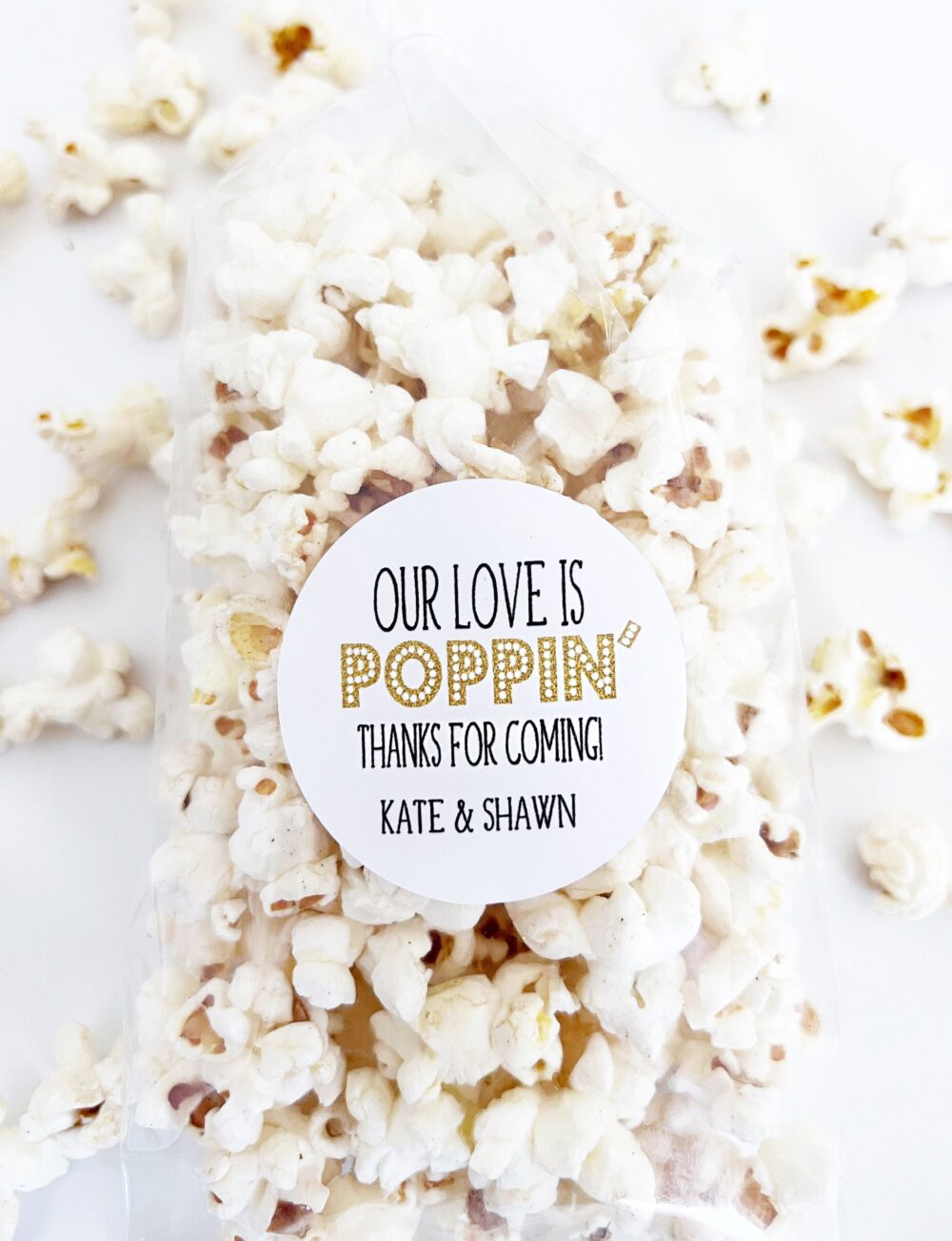 Popcorn Stickers & Bags, Wedding Favors, Our Love Is Poppin', Favor Stickers, Bags