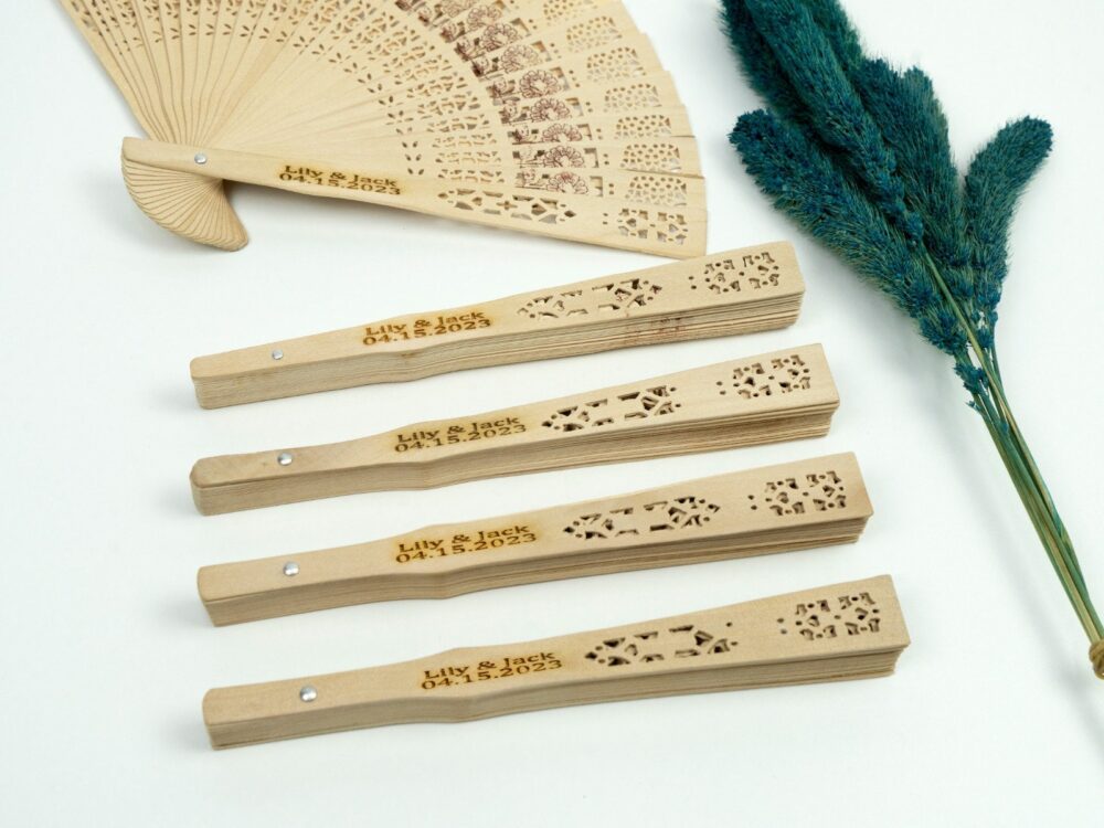 100 Pcs Wedding Favors, Custom Sandalwood Fans For Guests, Personalized Fans, Guests, Fan Favors Bulk