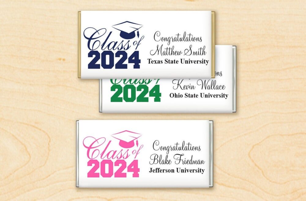 Set Of 12 Graduation Favors, Class 2025 Personalized Hershey Chocolate Bar Grad Favors Dm56