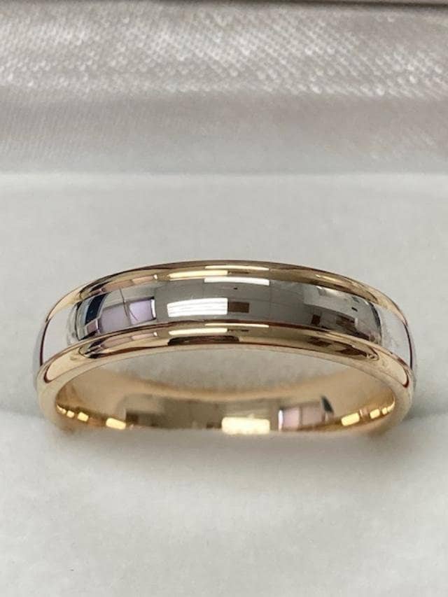 Mens Wedding Band, Ring, 5mm 10K 14K 18K White & Yellow Gold Bands, Rings For Men & Women, Two Tone Bands