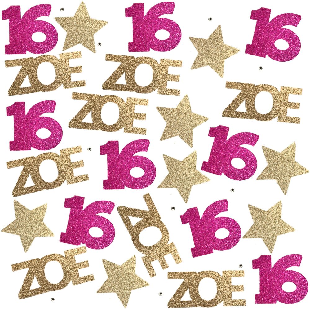 Custom Name Sweet 16 Birthday Party Decorations, Pink & Gold Table Scatter Confetti, Confetti For Daughter