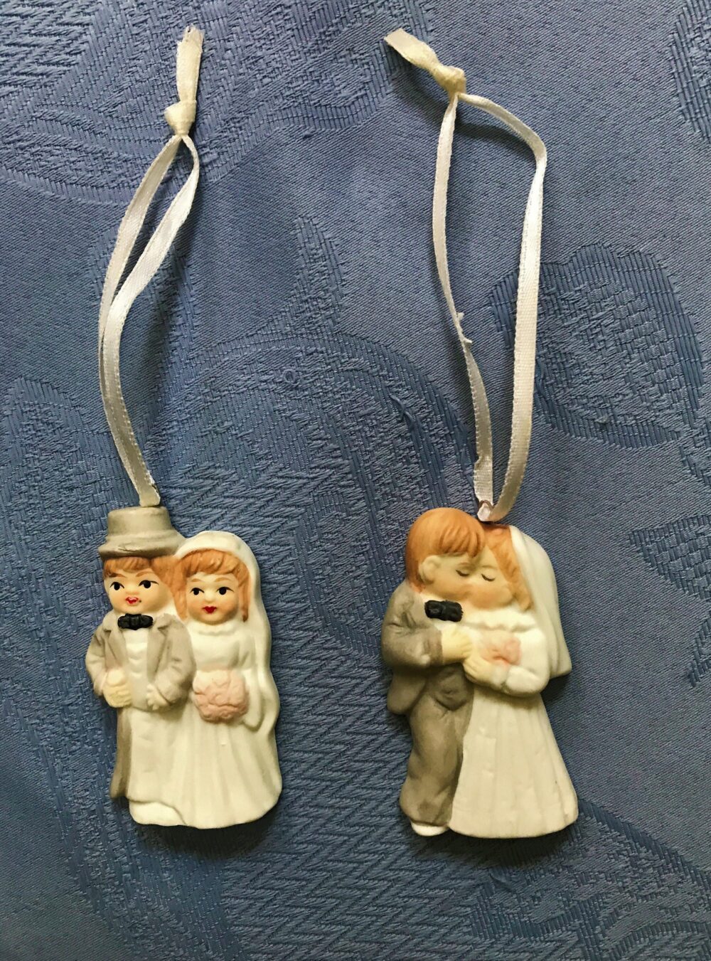 Mini Bride & Groom Ornaments-2 Styles Vintage-2 1/4" Ornaments From The 80's-Perfect Condition-Great Retro Favor-Package Or Cake Decoration