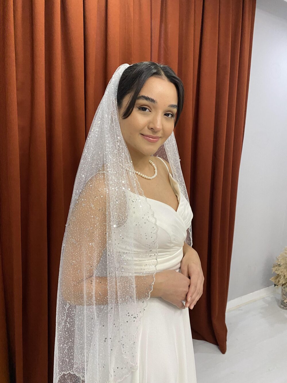 Sparkly Sequin Wedding Veil, Glitter Veil, Shimmer Fingertip Wedding Cathedral Veil