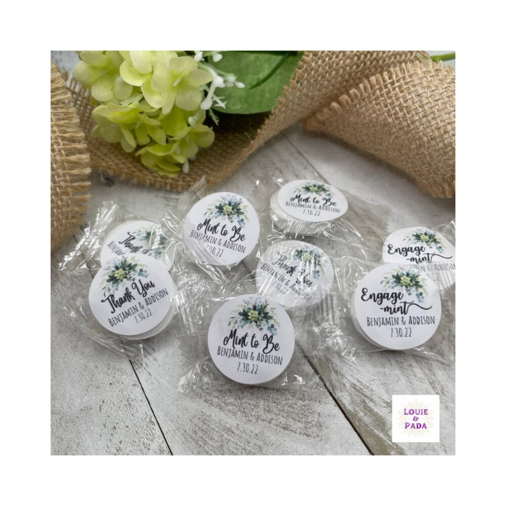 Mint To Be Wedding Favor Stickers/ Custom Candy Labels/ Personalized Favor/ Greenery