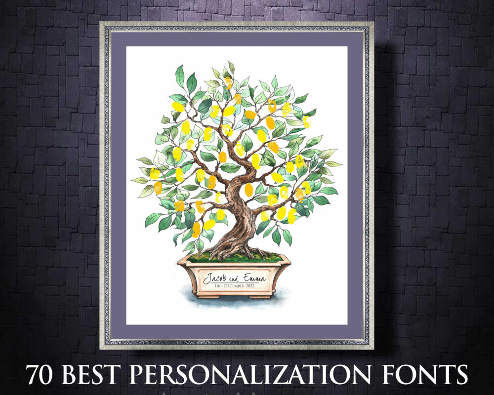 Wedding Guest Book Alternative Dwarf Lemon Tree Thumbprint Print Fingerprint Guestbook Unique Signature Idea