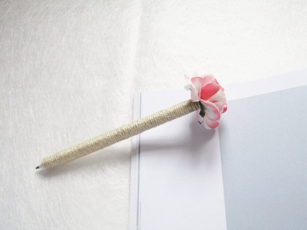 Set Of 2/4 Wedding Guest Book Pens, Burlap Pen, Shade Pink Paper Flower, Rustic Decor, Flower