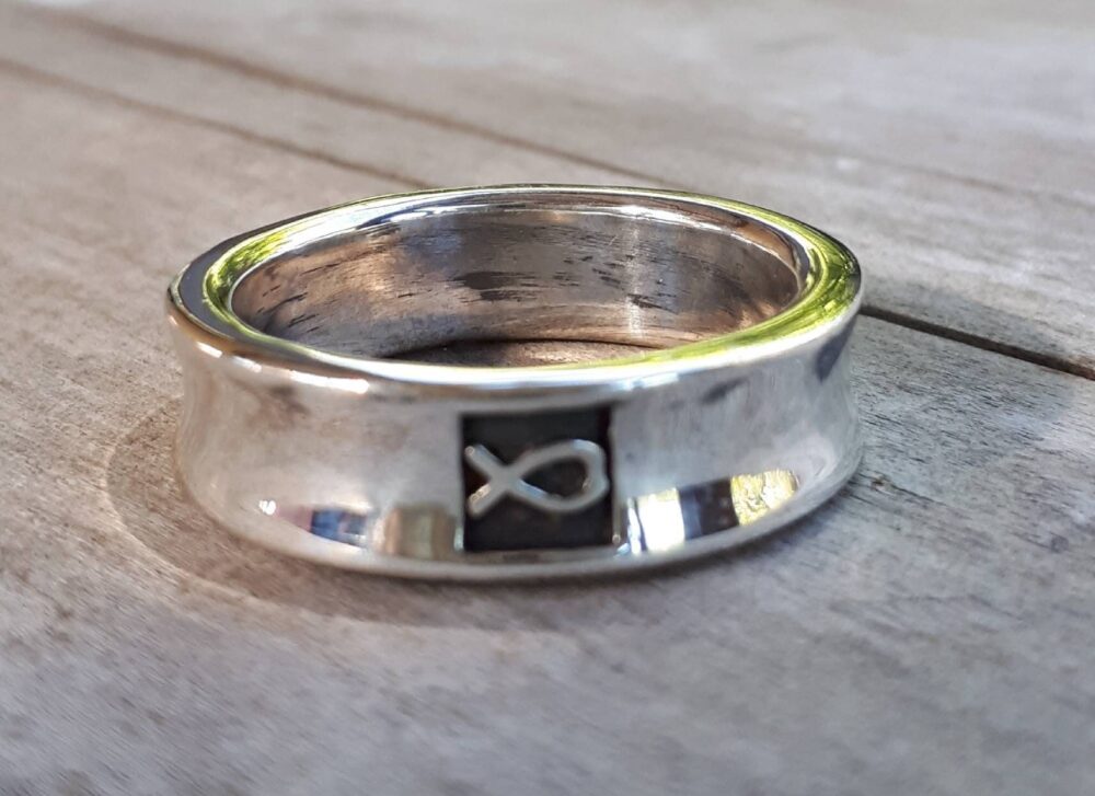 Christian Ring, Fish Symbol, Religious, Jesus, Christian Wedding Ring, Sterling Silver, Hand Made, Silver Band, Church, God
