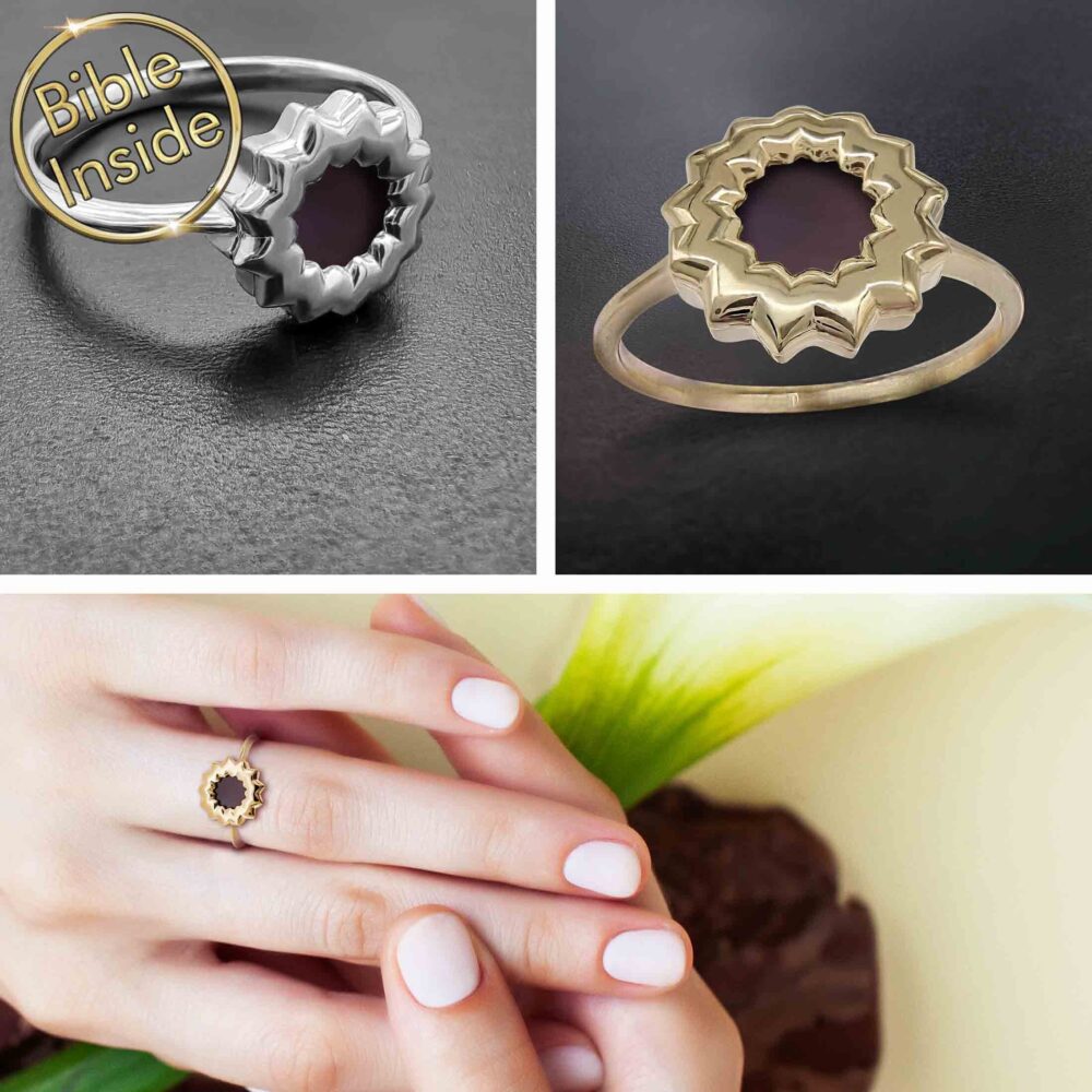 Bible Verse Ring, 925 Silver Flower Nano New Testament Christian Jewelry, Religious Jewelry Gift, Rings