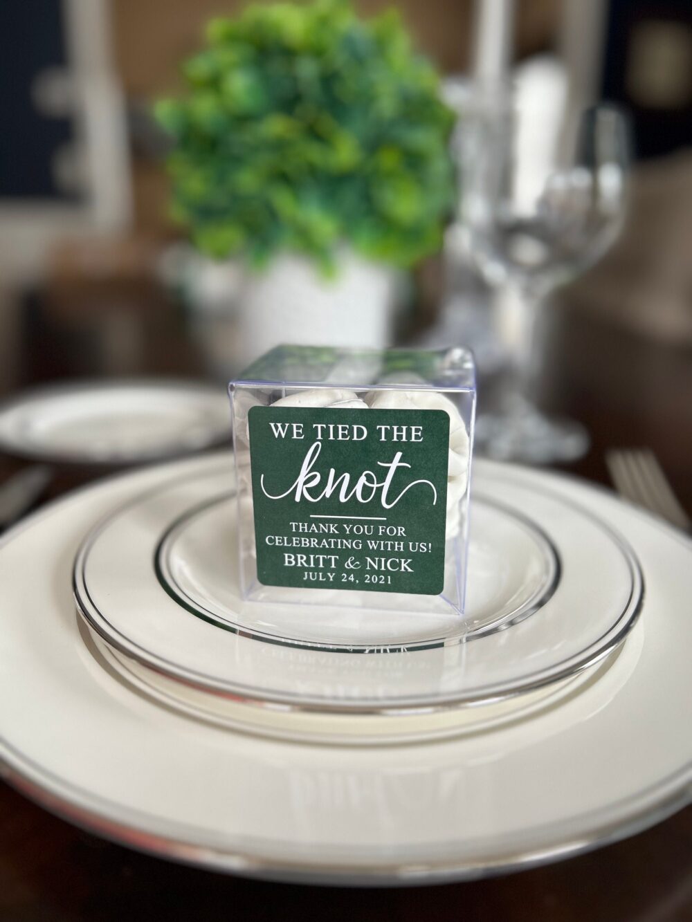 Wedding Favor Pretzel Boxes - Thank You Favors For Guests We Tied The Knot // 3" Cubes & Labels, Food Not Included