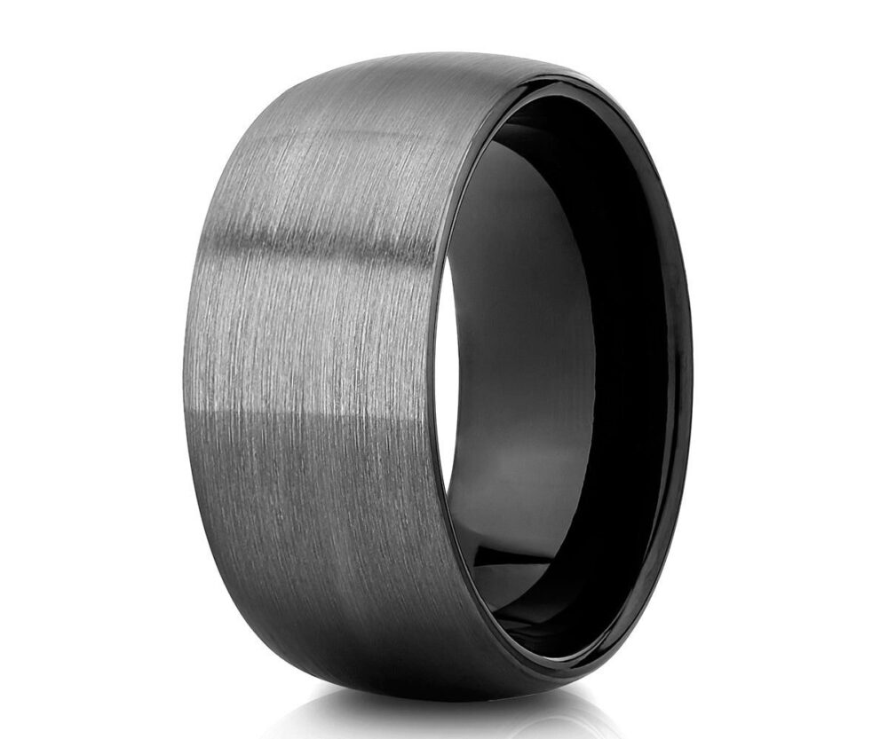 10mm Wedding Ring, Gunmetal Band, Tungsten Carbide Ring, Man's Ring, Engagement Ring, Dome Ring, Unique Tungsten Band