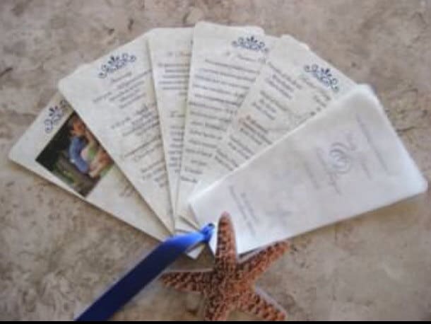 Custom Order Wedding Programs - Fan Style | 5 | Program With Ribbon| Beach