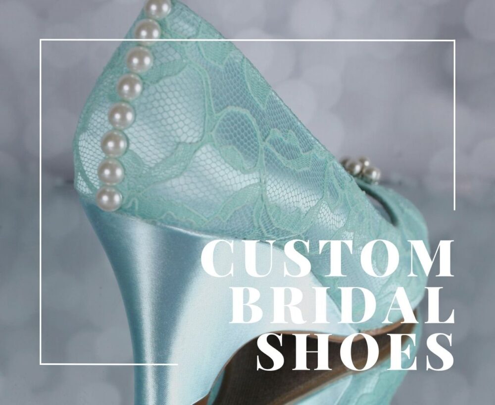 Custom Wedding Shoes, Handmade Bridal Heels, Shoes For Bride, Wedges, Lace Aqua Something Blue