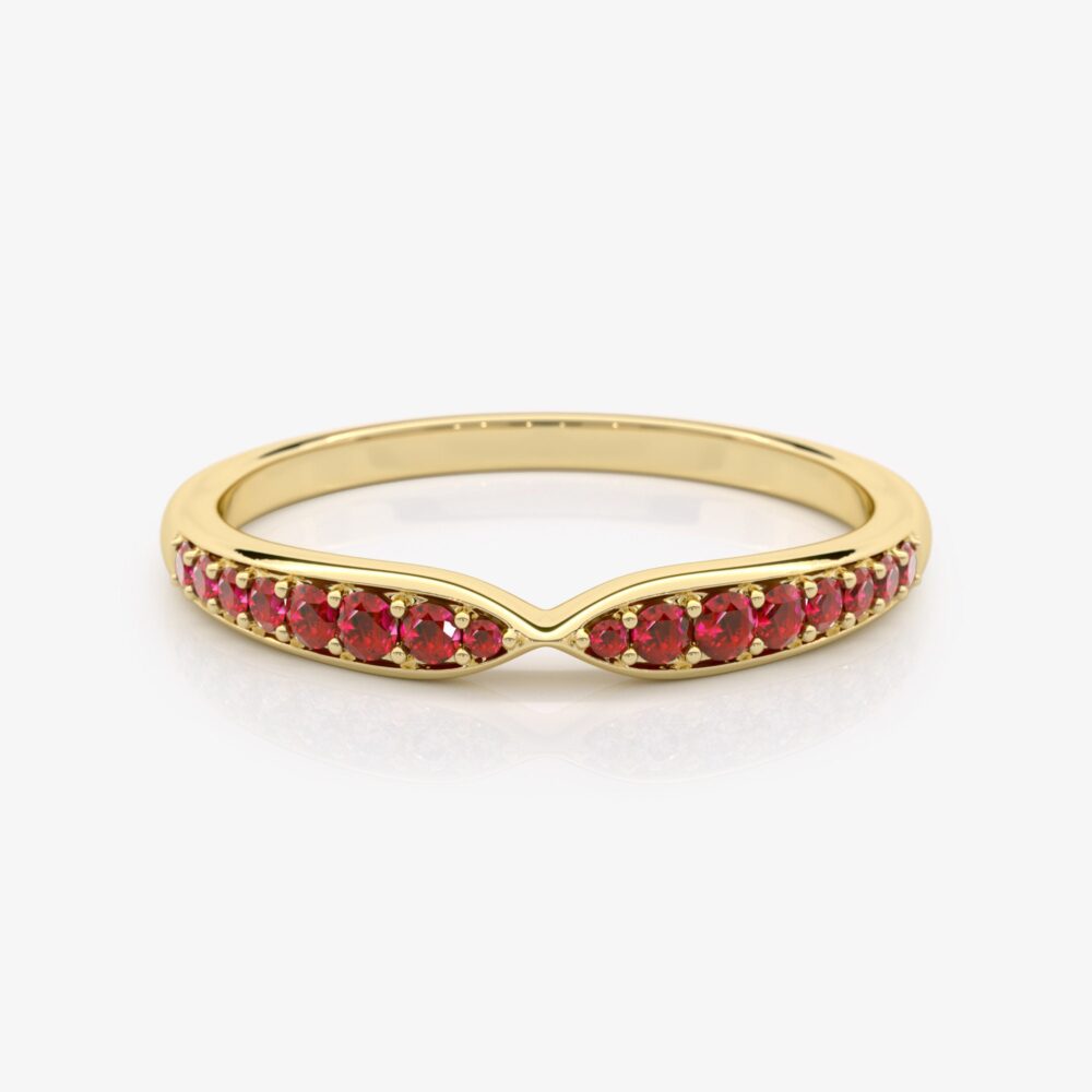 Half Eternity Ruby Ring, Lab Grown 14K Gold Wedding Band, Infinity Stacking Promise