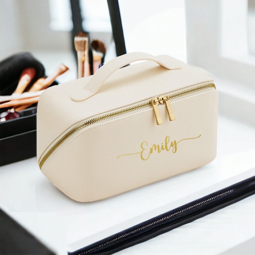 Personalised Monogram Cosmetic Bag, Custom Makeup Personalized Gift For Her, Personalised Bridesmaid, Organiser, Make Up