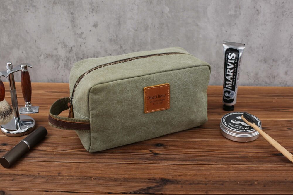 Washed Canvas Dopp Kit, Makeup Bag, Shaving Travel Case, Kit Men