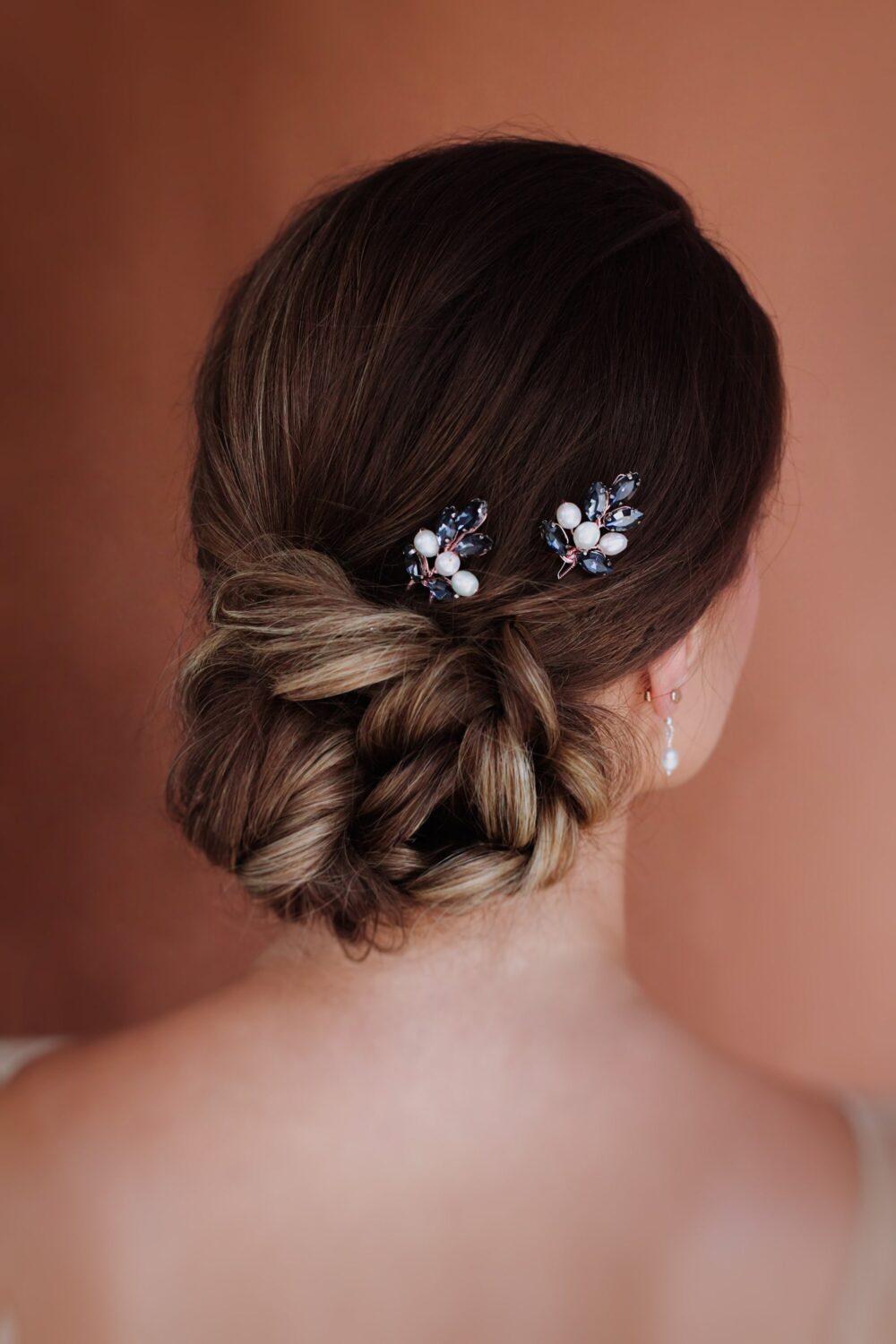 Rhinestone Wedding Hair Pins Black Leaf Pin Pearl Bridal Bridesmaid Crystal Headpiece