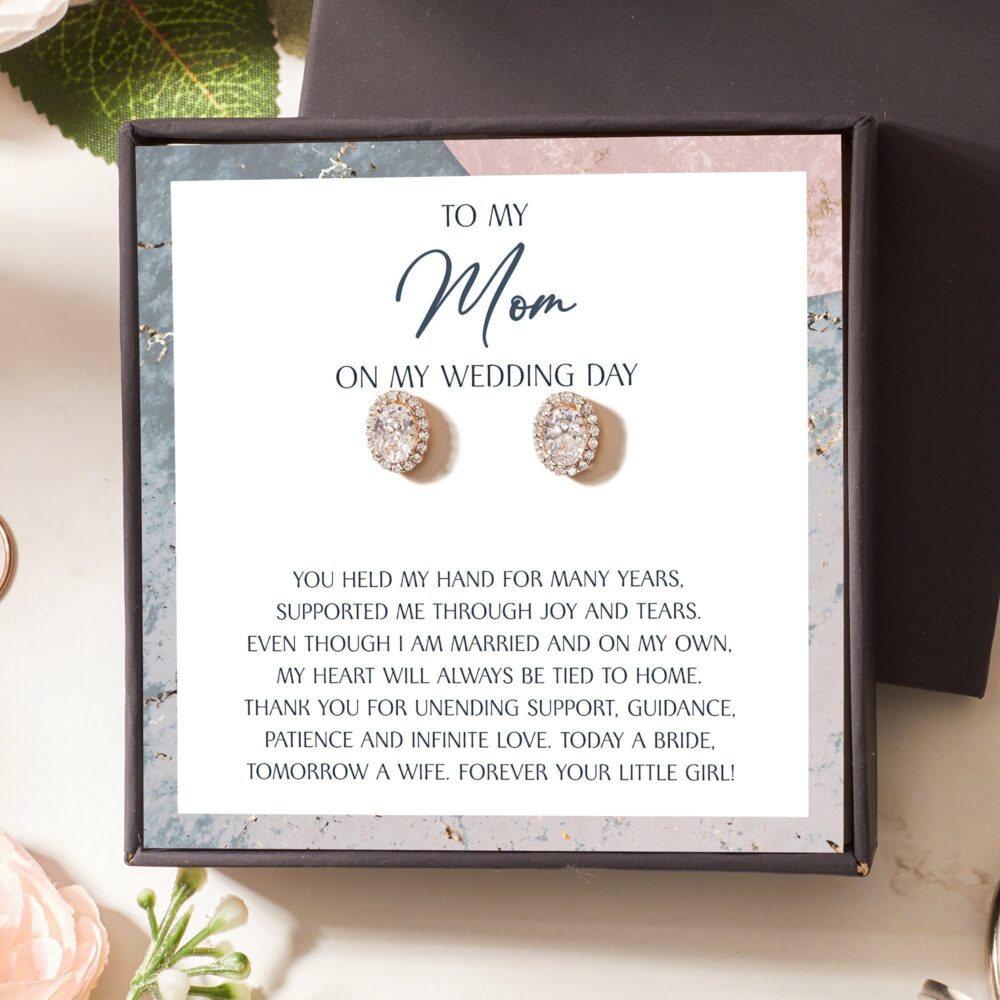Gift For Mother Of The Bride, Wedding Mom, Halo Stud Earrings, Bridal From Daughter, Jewelry Her