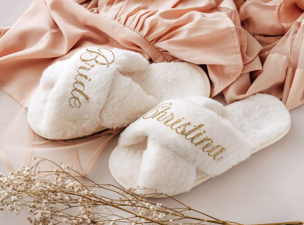 Bridal Shower Wedding Gifts | Bachelorette Party Bride Bridesmaid Slippers Fluffy Slippers| Proposal