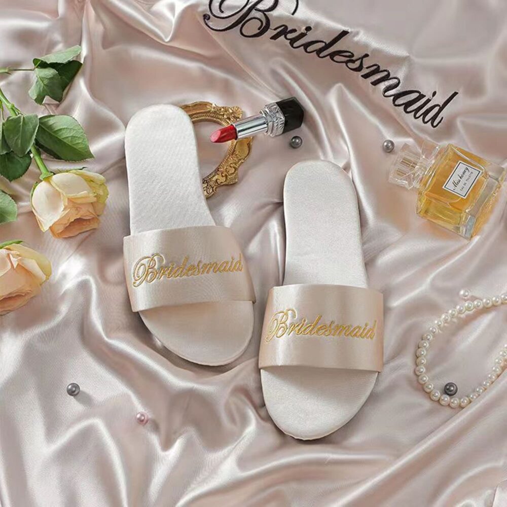Personalise Bride Bridesmaid Slippers, Bachelorette Party, Bridal Shower Gift, Bridesmaid Gift, Gifts To Her, Wedding Slippers, Maid Of Honor Gift