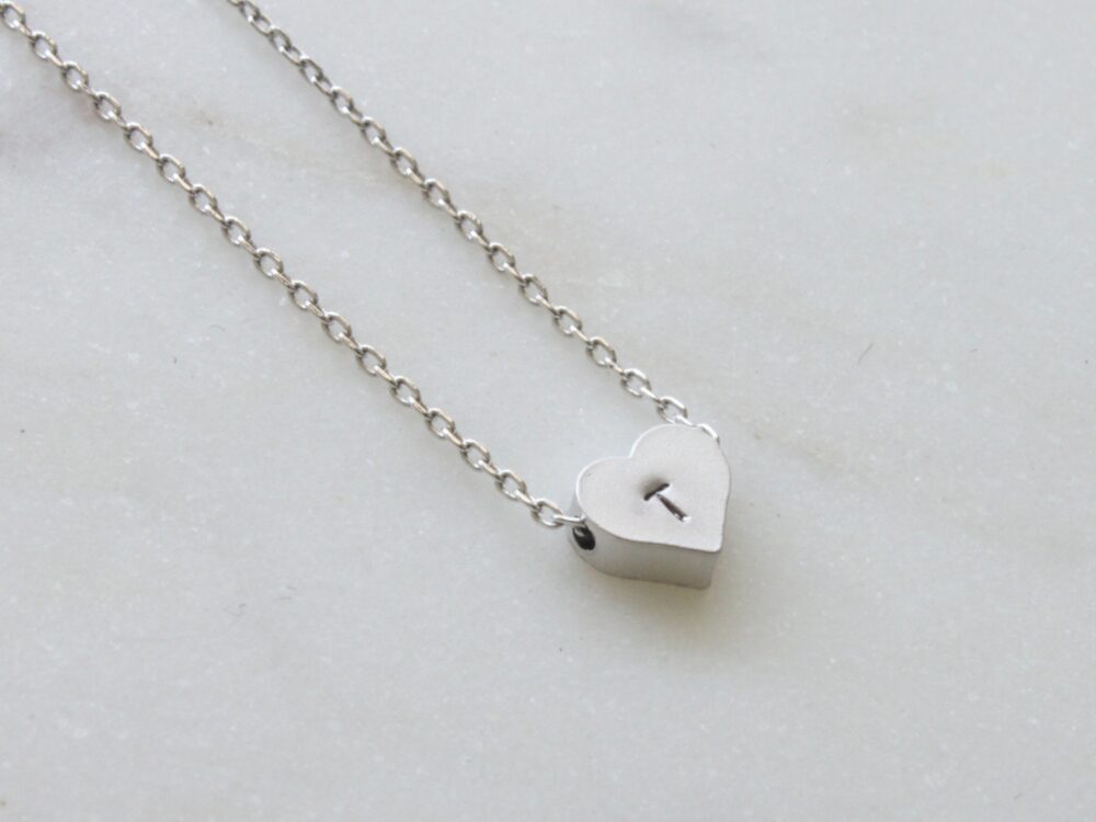 Personalized Initial Heart Necklace, Custom Silver Mother Gift, Wedding Bridesmaid Gift, Flower Girl Gift -S2109
