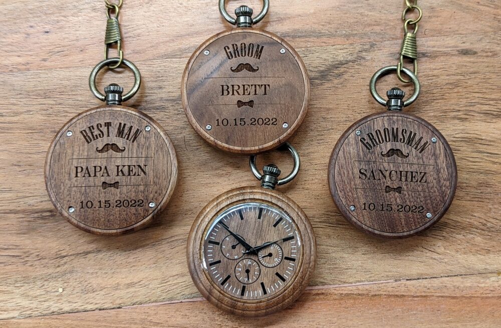 Pocket Watch Groomsmen Gift, Personalized Wooden Watch, Watches Set