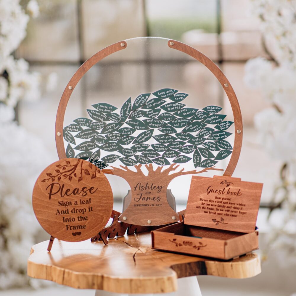 Rustic Wedding Decor Family Tree - Guest Book Alternative, Wooden Sign in Book, Drop Shadow Box