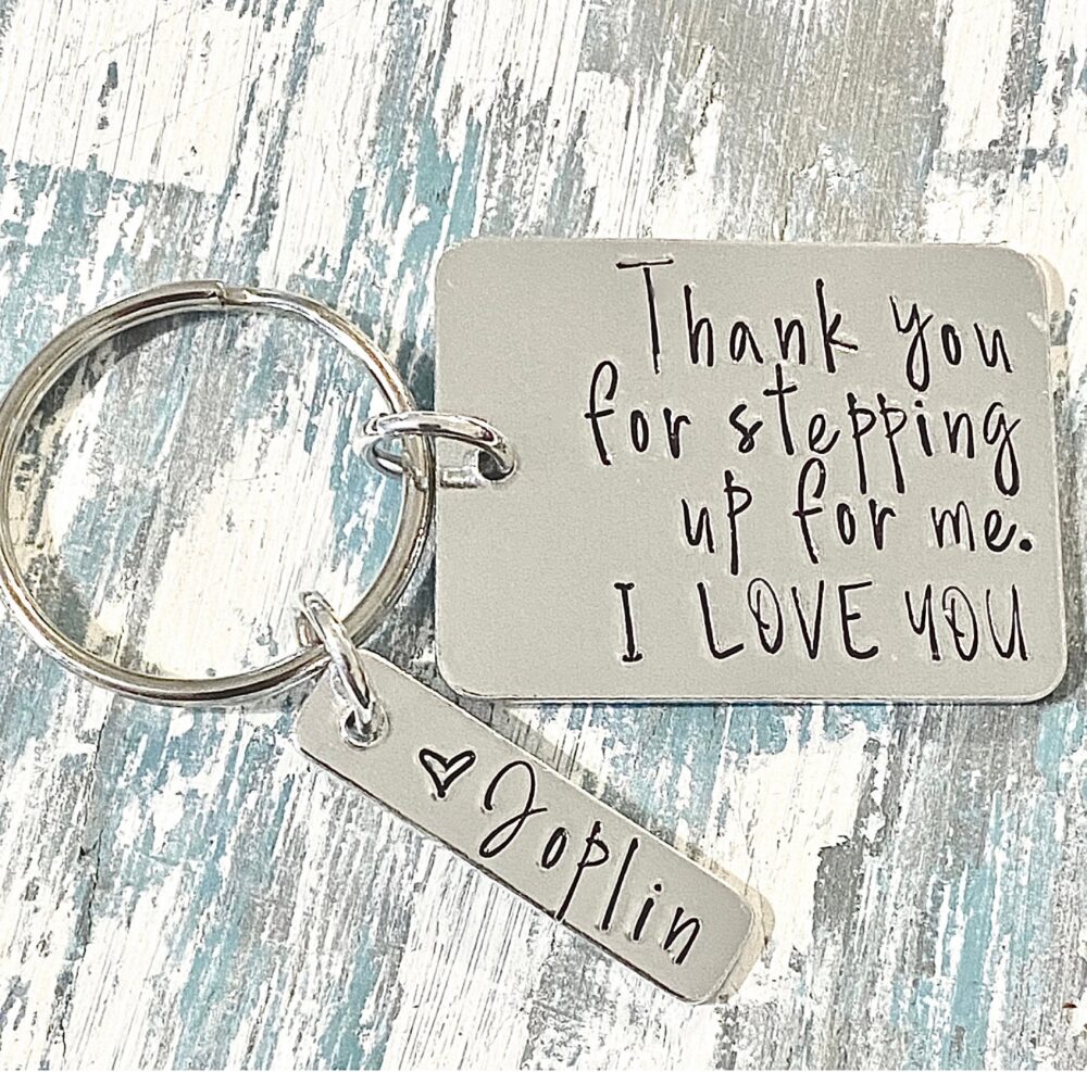 Father, Keychain, Step-Dad, Dad, Daddy, Key Chain, Stepdad, Hand Stamped, Father's Day, Gift, Gift For Him, Personalized, Jewelry, Handmade