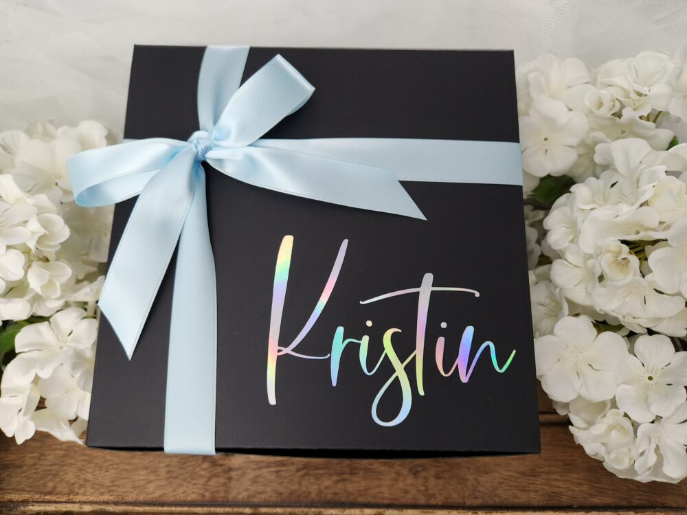 Bridesmaid Proposal Box Black - Gift 8x8x4 Ribbon Personalized Wedding Empty Unfilled | #1
