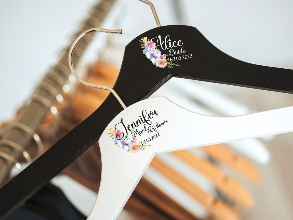 Personalized Wedding Dress Hanger, Custom Bridal Groom & Bride Hanger For Dress, Wooden