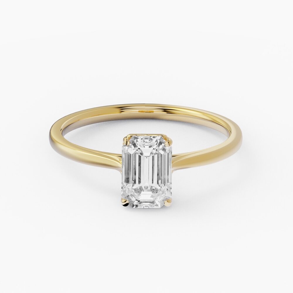 14K Emerald Cut Moissanite Engagement Ring, Lab Grown Diamond Ring For Women, Solitaire Vintage Art Deco, Igi Certified